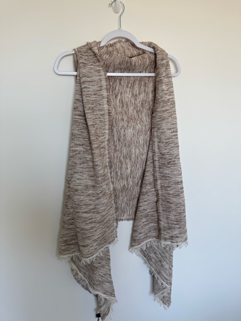 Express Marled Taupe Open-Front Knit Vest
